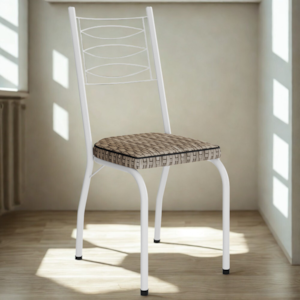 Cadeira Tubular Europa 262 Branco Assento Rattan ARTEF