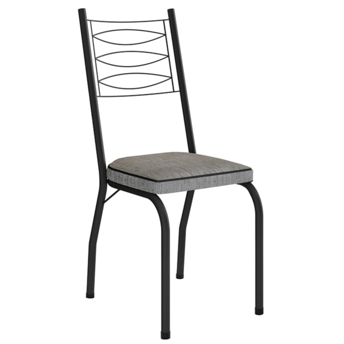 Cadeira Tubular Europa 262 Preto Assento Grafiato ARTEF