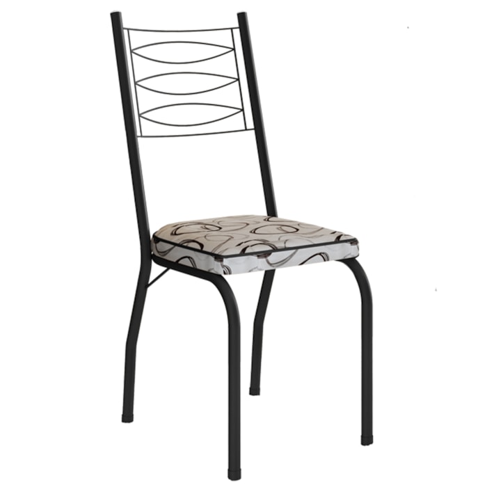 Cadeira Tubular Europa 262 Preto Assento Madeira Cedro ARTEF