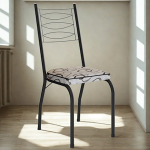 Cadeira Tubular Europa 262 Preto Assento Madeira Cedro ARTEF