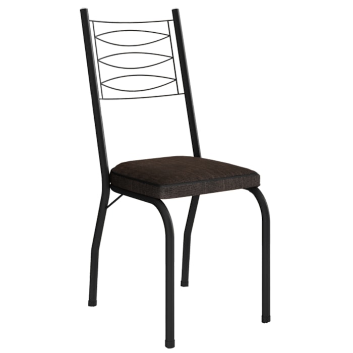 Cadeira Tubular Europa 262 Preto Assento Madeira Imbuia ARTEF