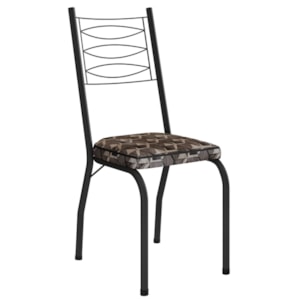 Cadeira Tubular Europa 262 Preto Assento Mosaico Palha ARTEF