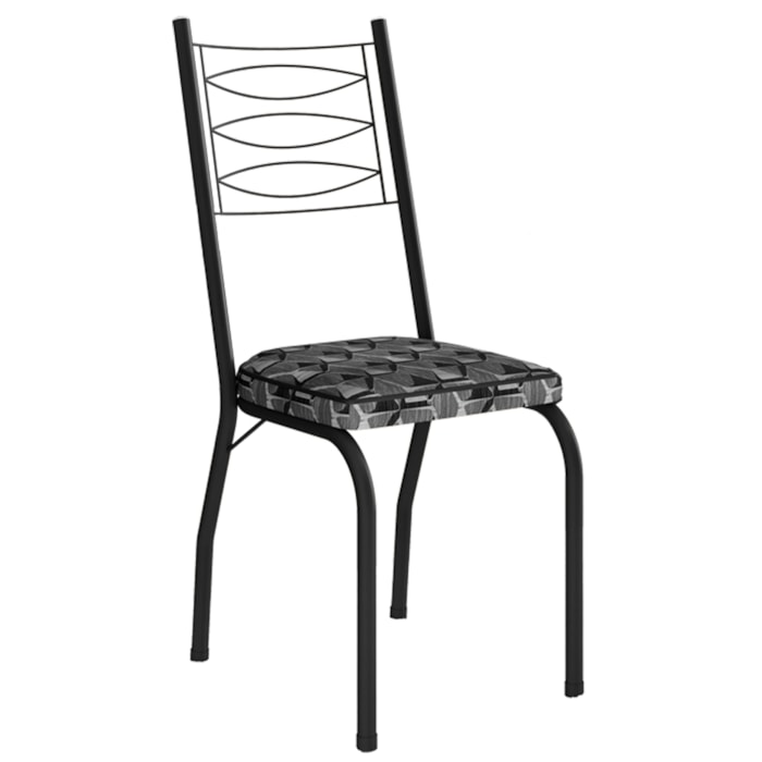 Cadeira Tubular Europa 262 Preto Assento Mosaico Silver ARTEF