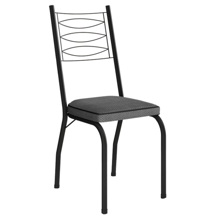 Cadeira Tubular Europa 262 Preto Assento Platina ARTEF