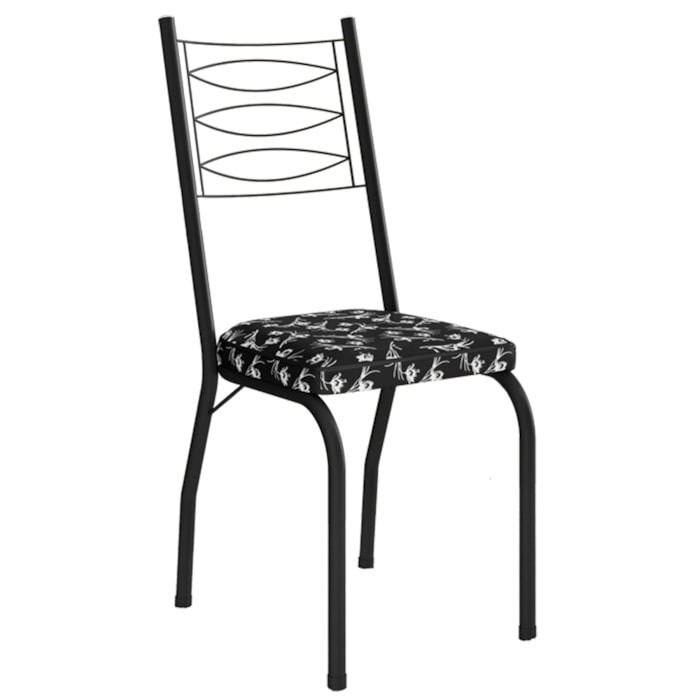 Cadeira Tubular Europa 262 Preto Assento Preto Flor ARTEF