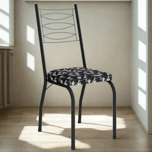 Cadeira Tubular Europa 262 Preto Assento Preto Flor ARTEF