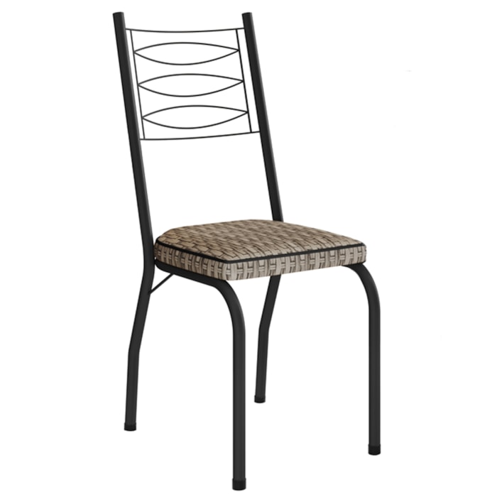 Cadeira Tubular Europa 262 Preto Assento Rattan ARTEF