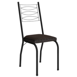 Cadeira Tubular Europa 262 Preto Assento Tecelão Cacau ARTEF