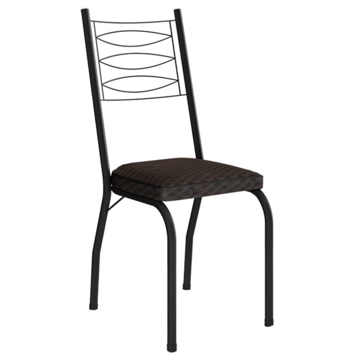 Cadeira Tubular Europa 262 Preto Assento Tecelão Cacau ARTEF