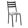 Cadeira Tubular Europa Preto Assento Floral Cinza ARTEF