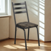 Cadeira Tubular Europa Preto Assento Floral Dourado ARTEF