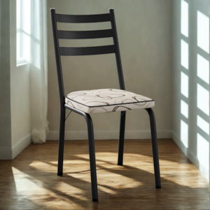 Cadeira Tubular Europa Preto Assento Madeira Cedro ARTEF
