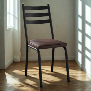Cadeira Tubular Europa Preto Assento Madeira Imbuia ARTEF