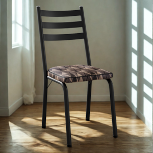 Cadeira Tubular Europa Preto Assento Mosaico Palha ARTEF