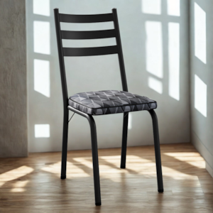 Cadeira Tubular Europa Preto Assento Mosaico Silver ARTEF