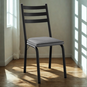 Cadeira Tubular Europa Preto Assento Platina ARTEF