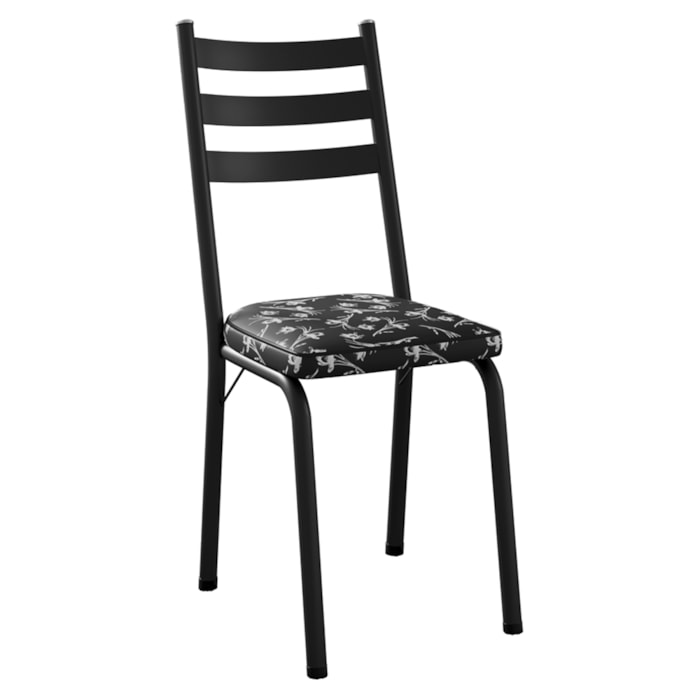 Cadeira Tubular Europa Preto Assento Preto Flor ARTEF