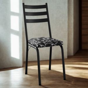 Cadeira Tubular Europa Preto Assento Preto Flor ARTEF