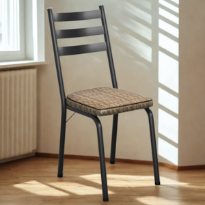 Cadeira Tubular Europa Preto Assento Rattan ARTEF