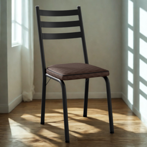 Cadeira Tubular Europa Preto Assento Tecelão Cacau ARTEF