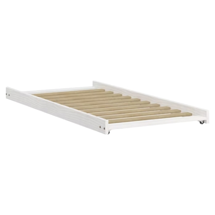 Cama Auxiliar Solteiro Madeira Maciça 715B Branco Lavado Marjori