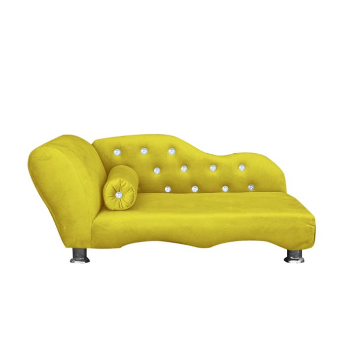 Cama Caminha Diva Pet Veludo Strass Amarelo Dvinn