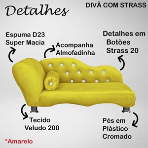 Cama Caminha Diva Pet Veludo Strass Amarelo Dvinn