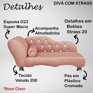 Cama Caminha Diva Pet Veludo Strass Rose Claro Dvinn
