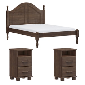 Cama Casal 02 Mesas de Cabeceira Madeira Maciça Cafe Milani Store Cama Casal 02 Mesas de Cabeceira Madeira Maciça Cafe Milani Store