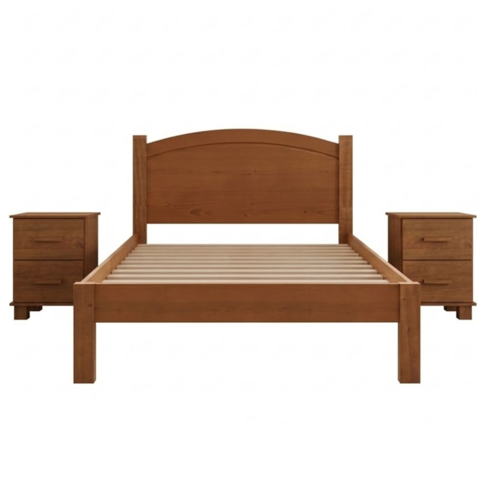 Cama Casal 1149C 2 Mesa de Cabeceira 1137C Madeira Macica Taeda Castanho Festra