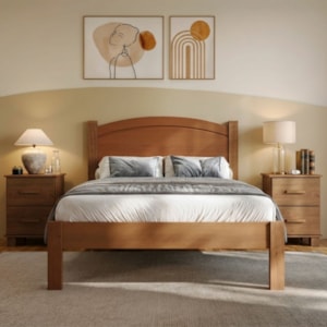 Cama Casal 1149C 2 Mesa de Cabeceira 1137C Madeira Macica Taeda Castanho Festra