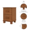 Cama Casal 1149C 2 Mesa de Cabeceira 1137C Madeira Macica Taeda Castanho Festra