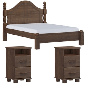 Cama Casal Classica 02 Mesas de Cabeceira Madeira Maciça Cafe Milani Store Cama Casal Classica 02 Mesas de Cabeceira Madeira Maciça Cafe Milani Store