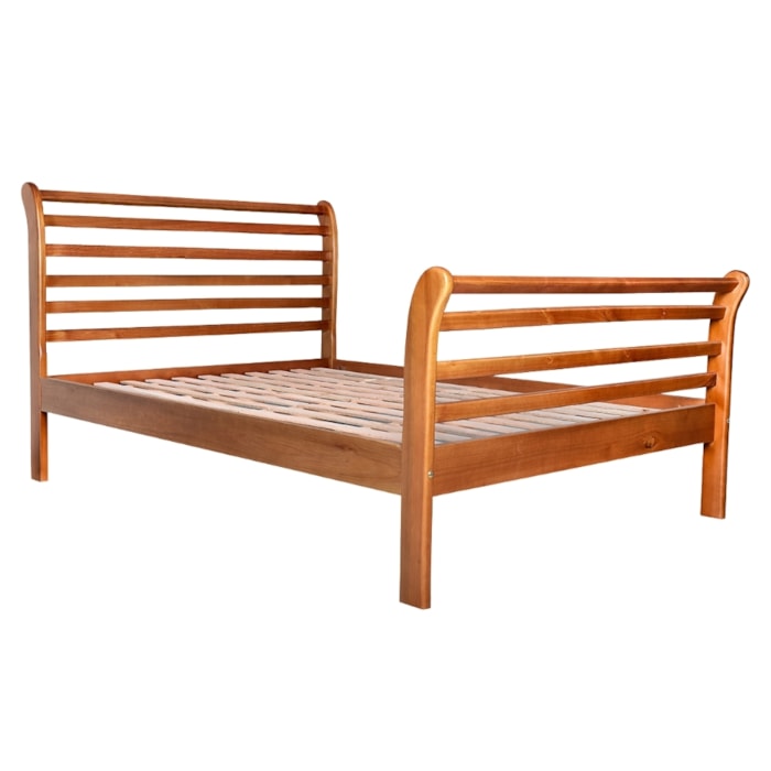 Cama Casal Madeira Macica Gonda 146 cm Peseira Alta Mogno Mell NATH