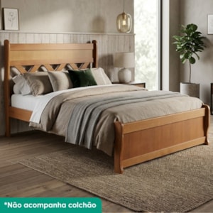 Cama Casal Madeira Macica Xila 146 cm Mogno Mell NATH