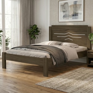 Cama Casal MDF 195X144 cm Sofia Castanho Off Decmade
