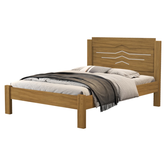 Cama Casal MDF 195X144 cm Sofia Nature Off Decmade