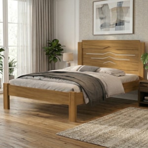 Cama Casal MDF 195X144 cm Sofia Nature Off Decmade