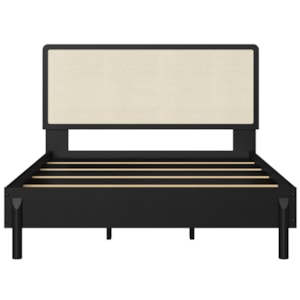Cama Casal Palhinha Oslo 27055 Pes Madeira 152 cm Nero Artesano