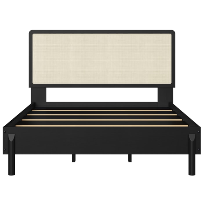 Cama Casal Palhinha Oslo 27055 Pes Madeira 152 cm Nero Artesano