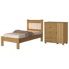Cama de Solteiro e Comoda 4 Gavetas 1 Porta MDF Bela Nature Off Decmade