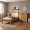 Cama de Solteiro e Comoda 4 Gavetas 1 Porta MDF Bela Nature Off Decmade