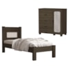Cama de Solteiro e Comoda 4 Gavetas 1 Porta MDF Clara Chocolate Decmade