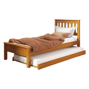 Cama De Solteiro Madeira Maciça Com Cama Auxiliar 706X715LA Mell Acetinado Marjori
