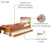 Cama De Solteiro Madeira Maciça Com Cama Auxiliar 706X715LA Mell Acetinado Marjori