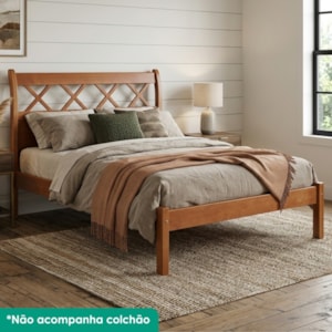 Cama King Madeira Macica Grando 204 cm Trelica Mogno Mell NATH