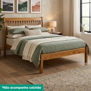 Cama King Madeira Macica Nali 204 cm Ripado Mogno Mell NATH