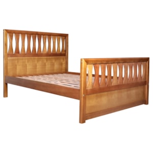 Cama King Madeira Macica Tuni 203 cm Ripas Usinadas Mogno Mell NATH
