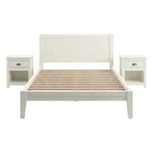 Cama Queen 2 Mesas de Cabeceira 1 Gaveta Madeira Macica Taeda Branco Freijo Festra