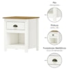Cama Queen 2 Mesas de Cabeceira 1 Gaveta Madeira Macica Taeda Branco Freijo Festra